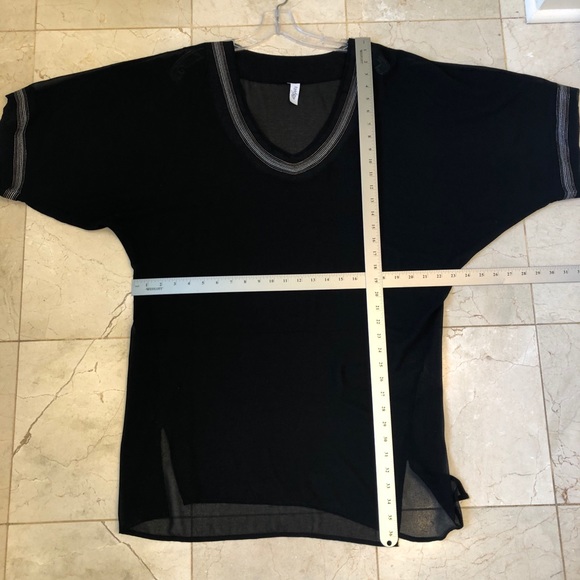 Tunic, black sheer with neck detail, full fit, Holiday or Cocktail perfect Sz XL - Picture 7 of 7